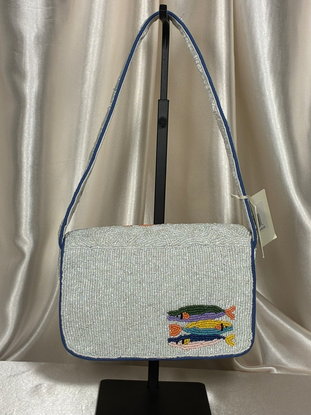 Colorful Coastal Catch Beaded Shoulder Bag