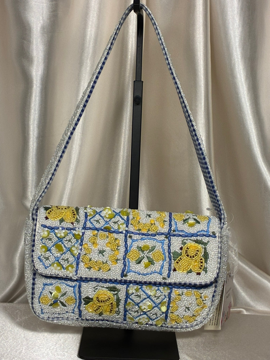 Lemon Grove Patchwork Beaded Shoulder Bag
