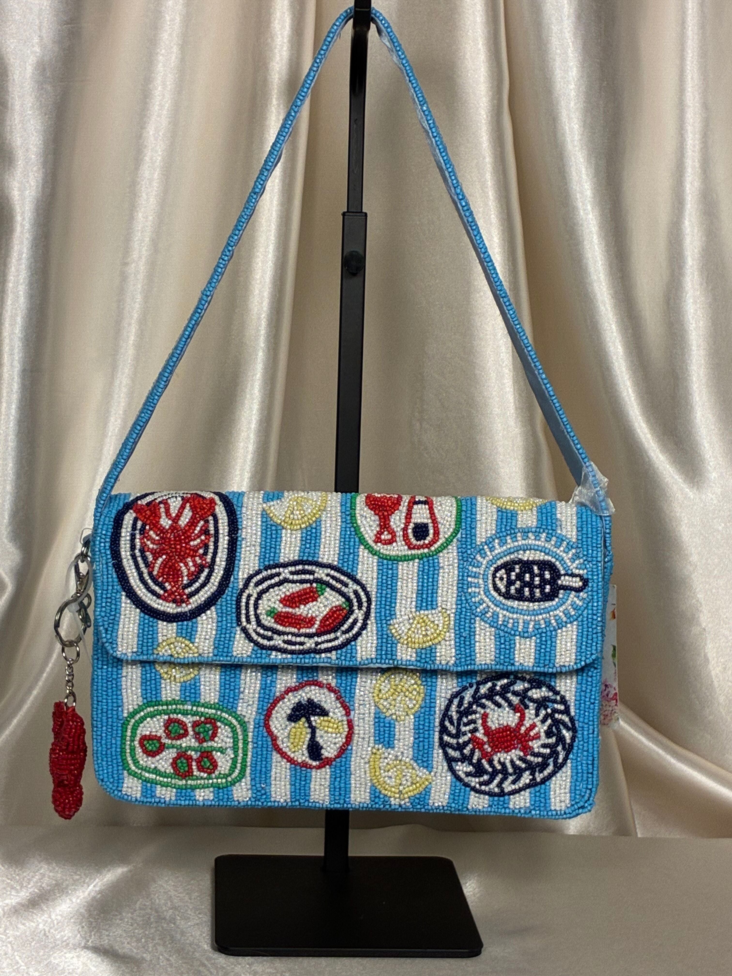 India Handmade Coastal Calabash Beaded Shoulder Bag