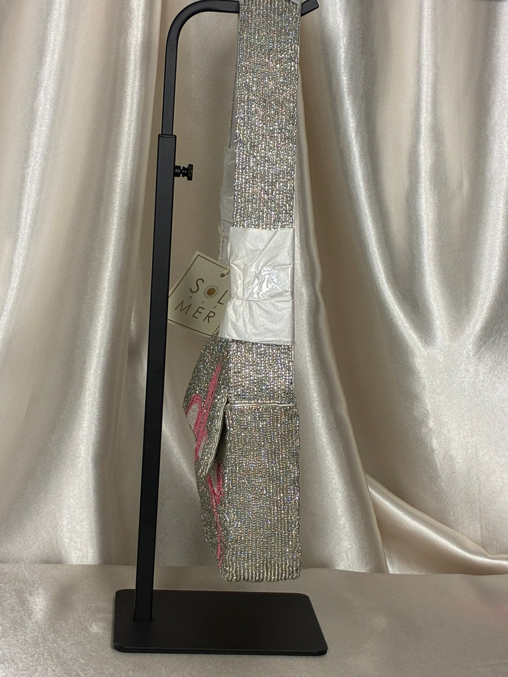 Pink Flamingo Beaded Shoulder Bag