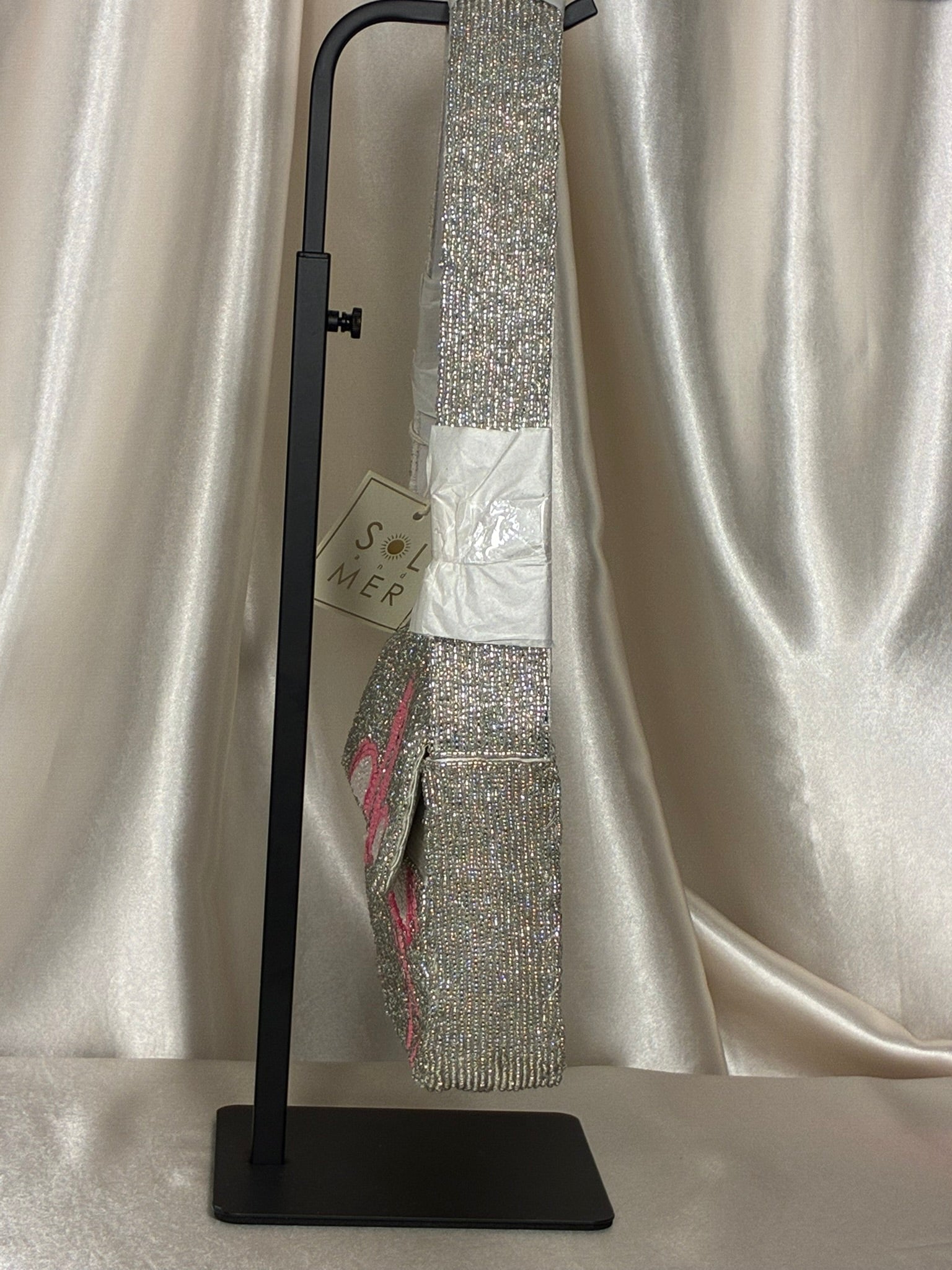Pink Flamingo Beaded Shoulder Bag