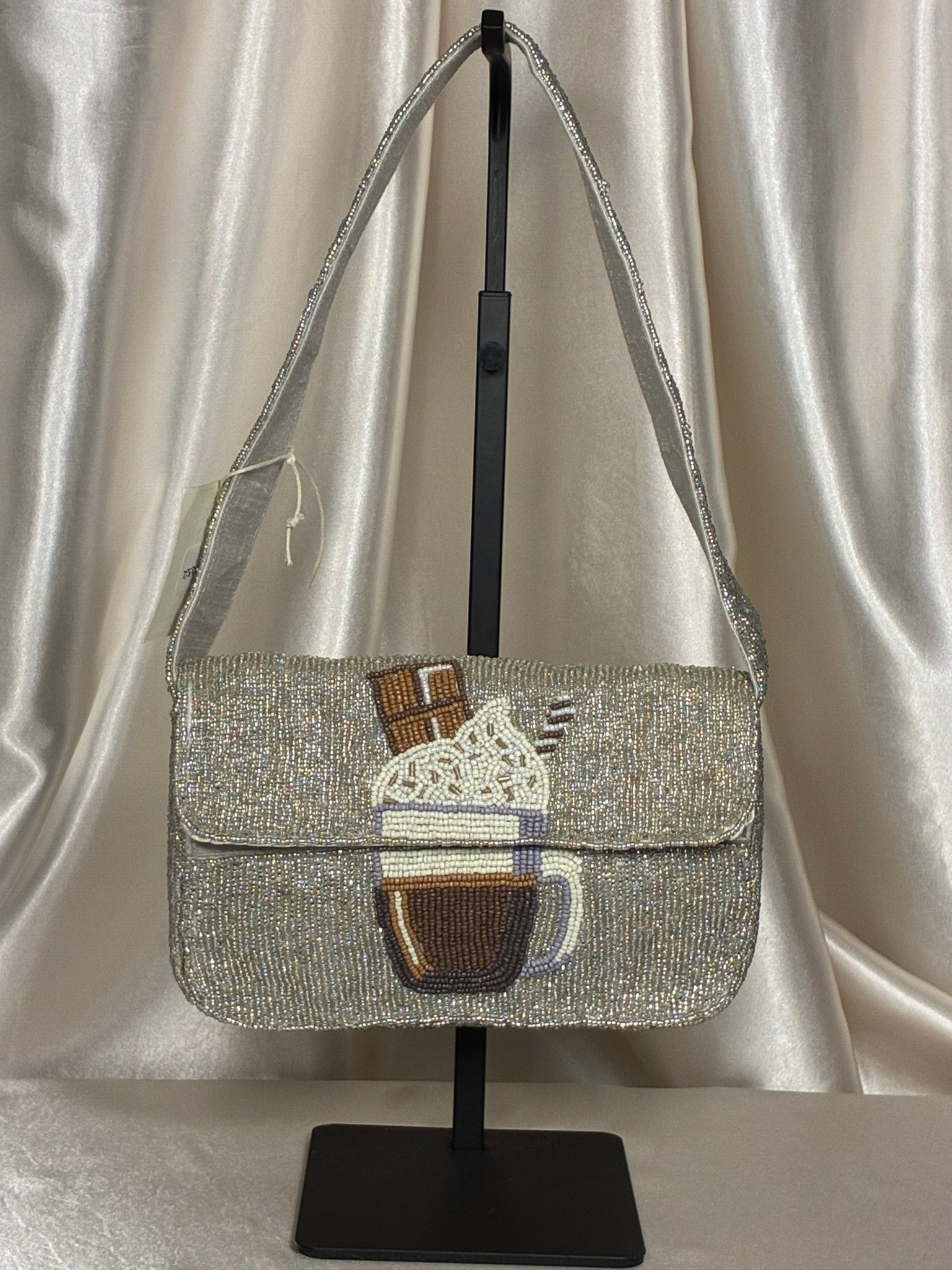 Cozy Cocoa Beaded Shoulder Bag