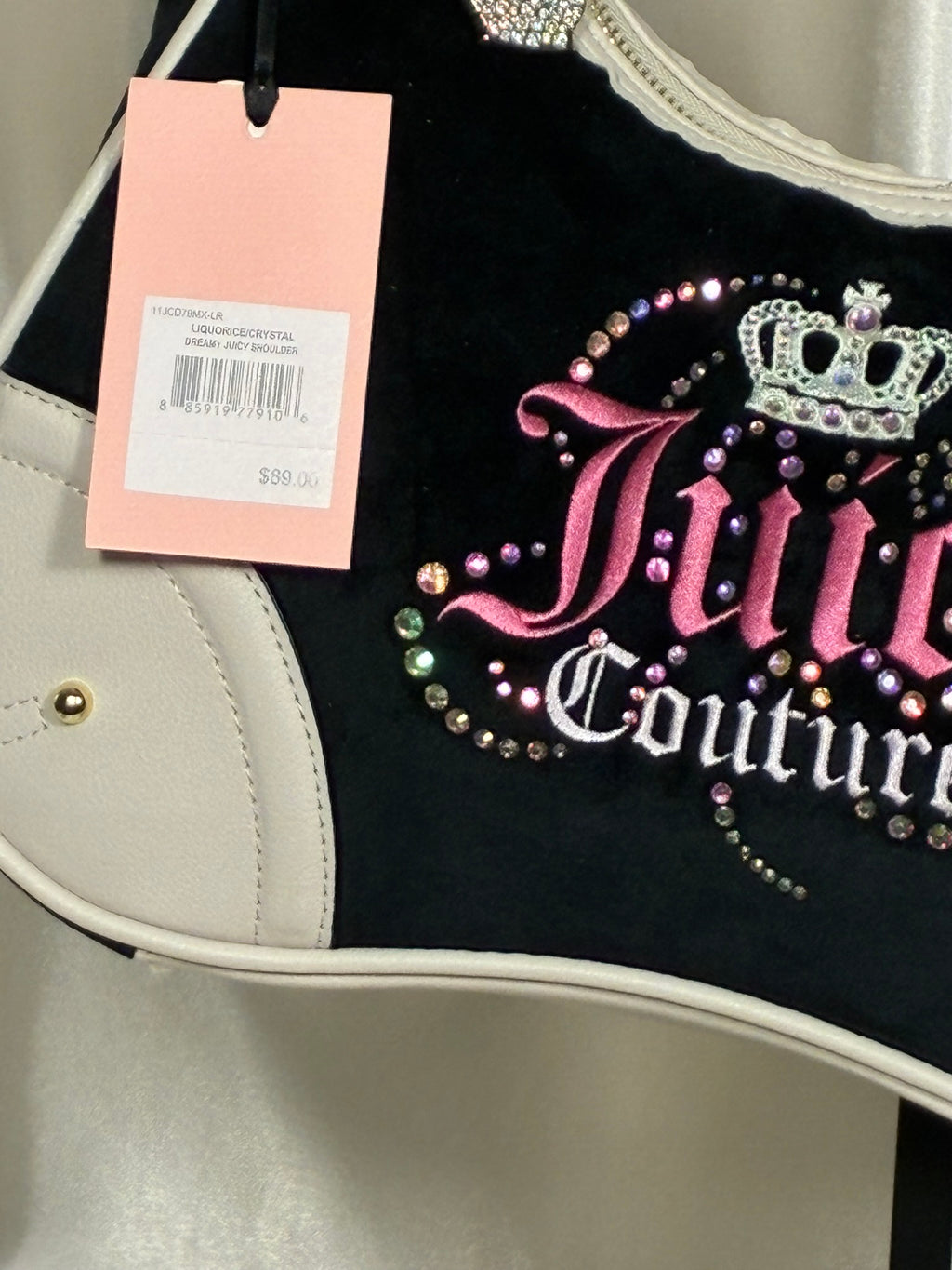 Juicy Couture Juicy Dreamy Shoulder Bag with Matching Pouch– Black/Cream