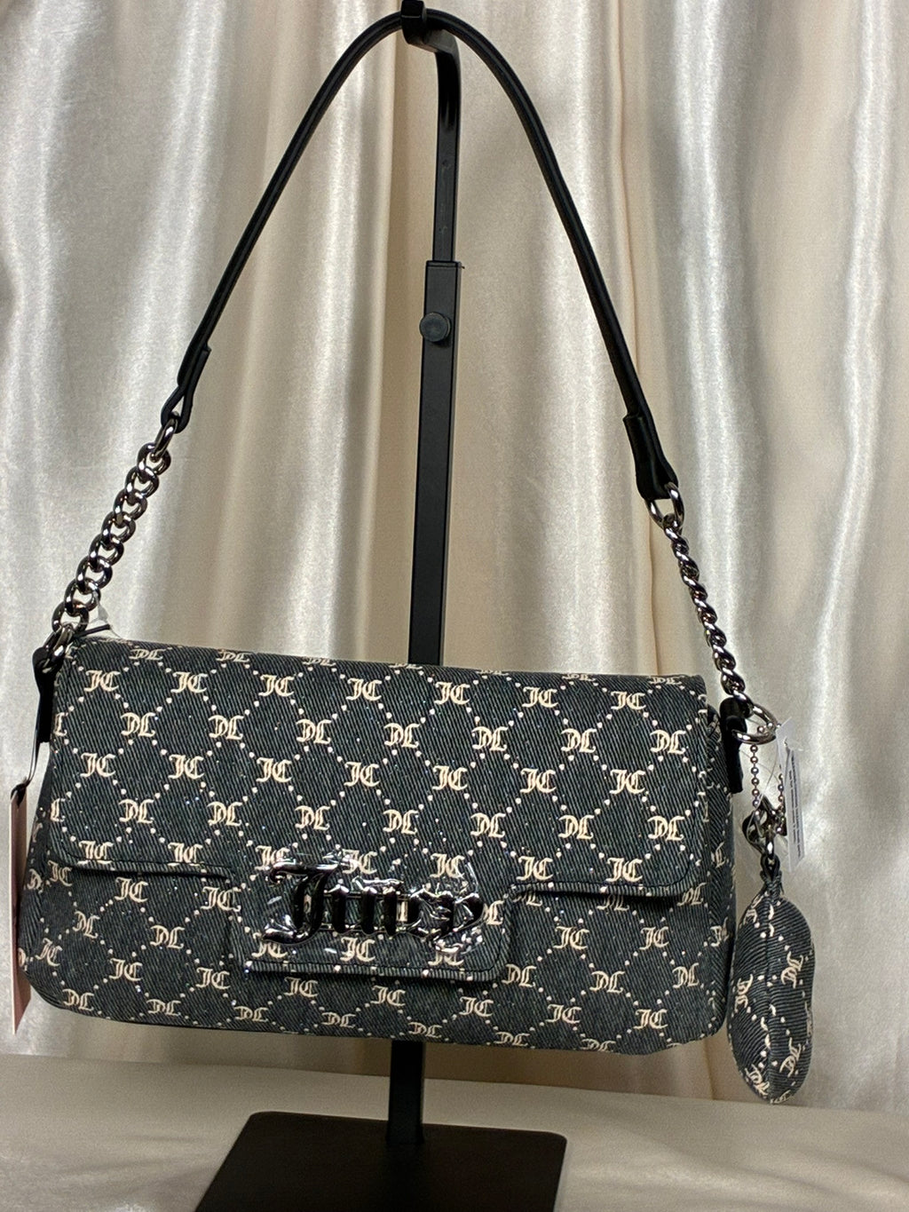 Juicy Couture She's the Moment Denim Shoulder Bag – Black