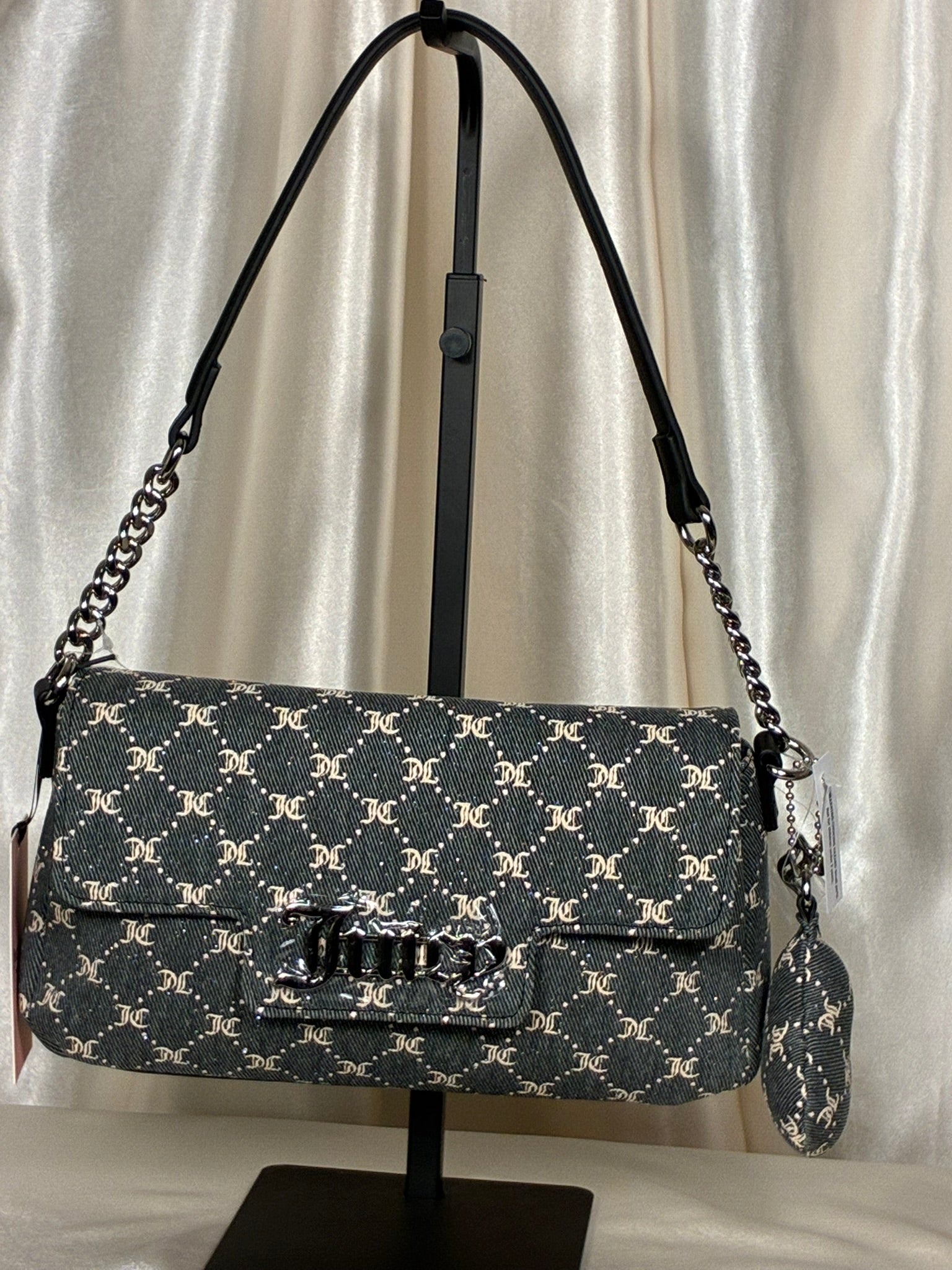 Juicy Couture She's the Moment Denim Shoulder Bag – Black