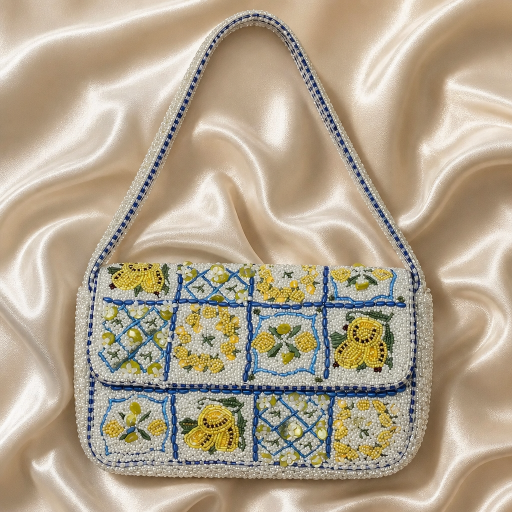 Lemon Grove Patchwork Beaded Shoulder Bag