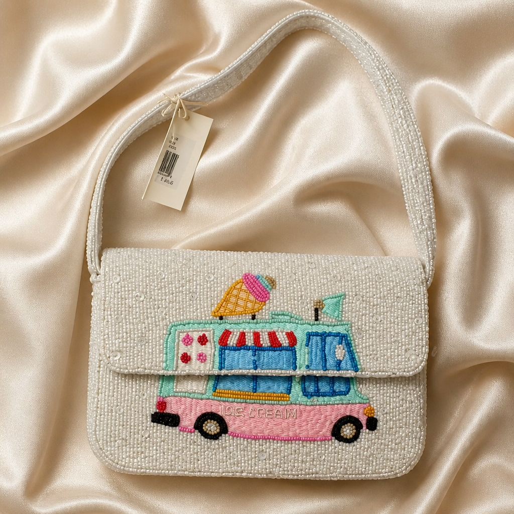 Beaded Ice Cream Truck Shoulder Bag