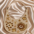 Champagne Bloom Beaded Shoulder Bag