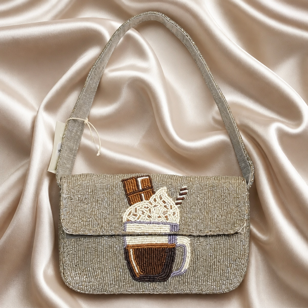 Cozy Cocoa Beaded Shoulder Bag