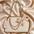 Juicy Couture Velvet Kiss-Lock Satchel – Ivory Pearl Edition