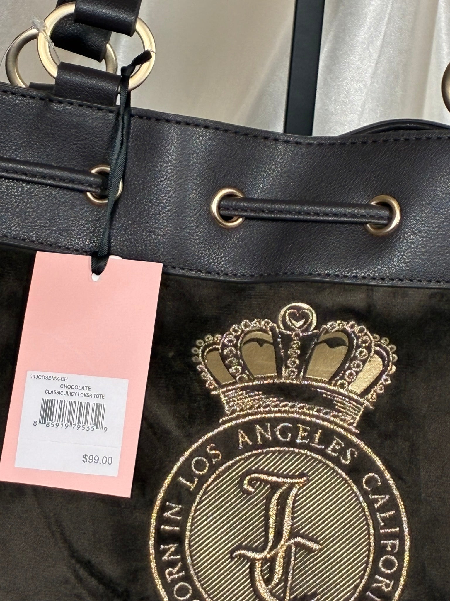 Juicy Couture Classic Juicy Lover Chocolate Brown Velour Tote