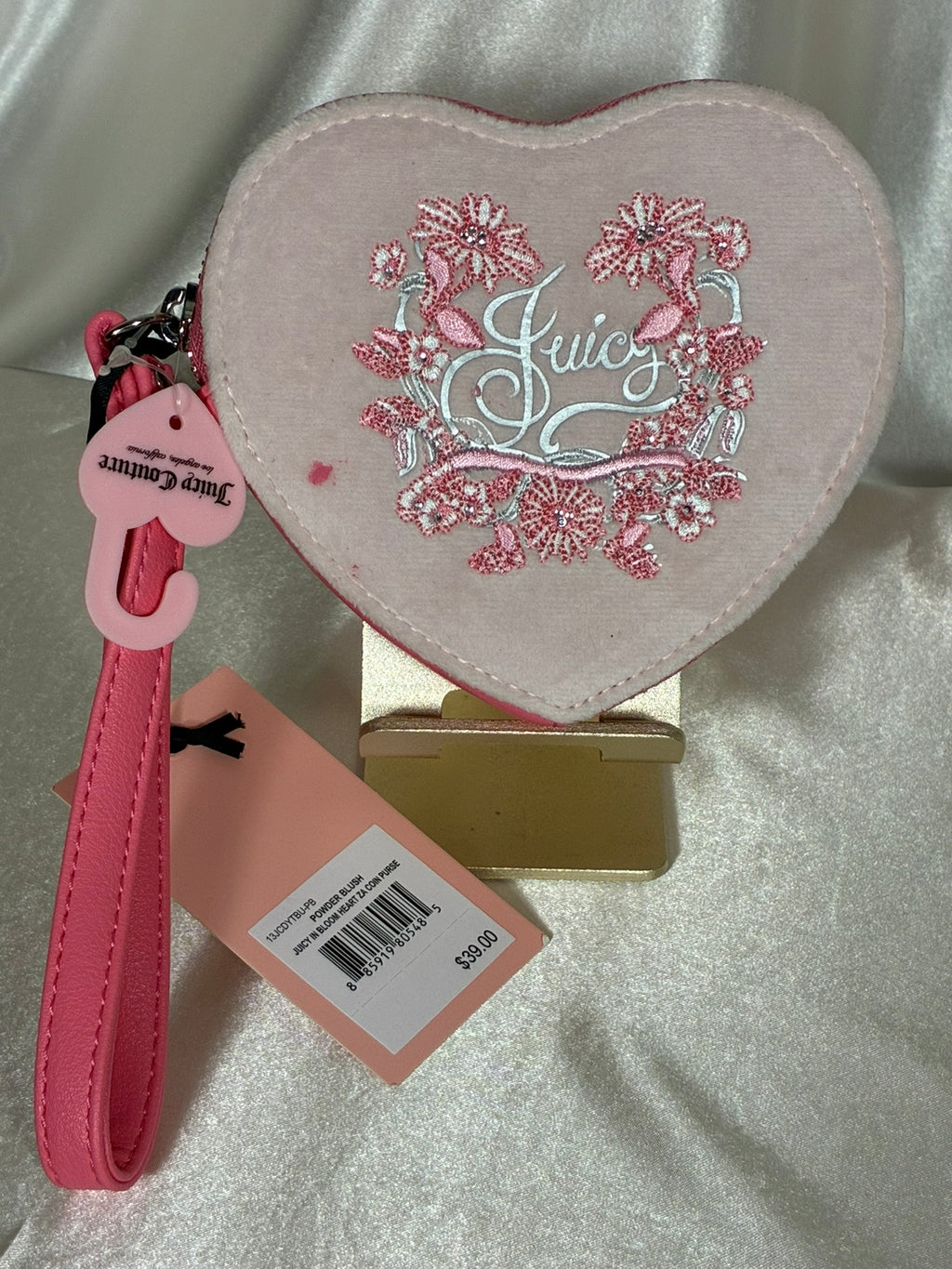 Juicy Couture Juicy in Bloom Heart Wristlet – Blush Pink