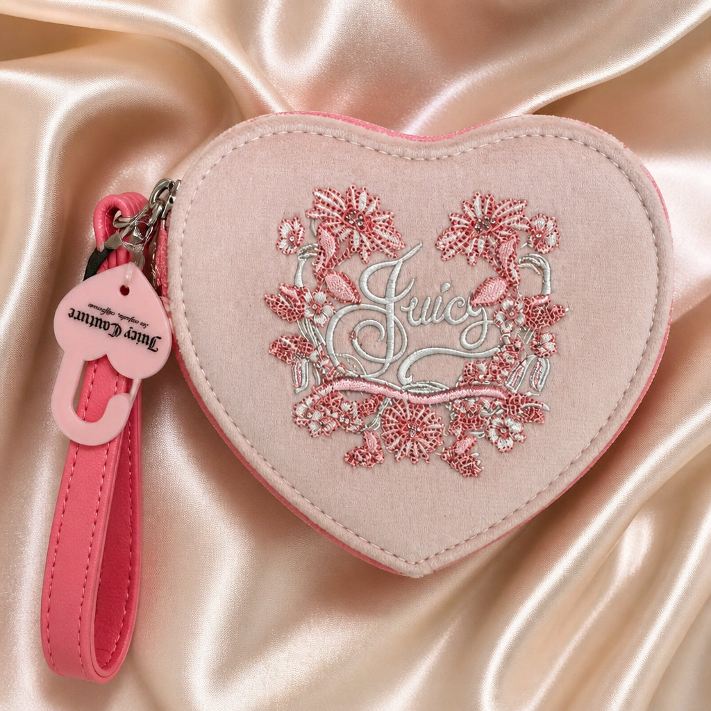 Juicy Couture Juicy in Bloom Heart Wristlet – Blush Pink