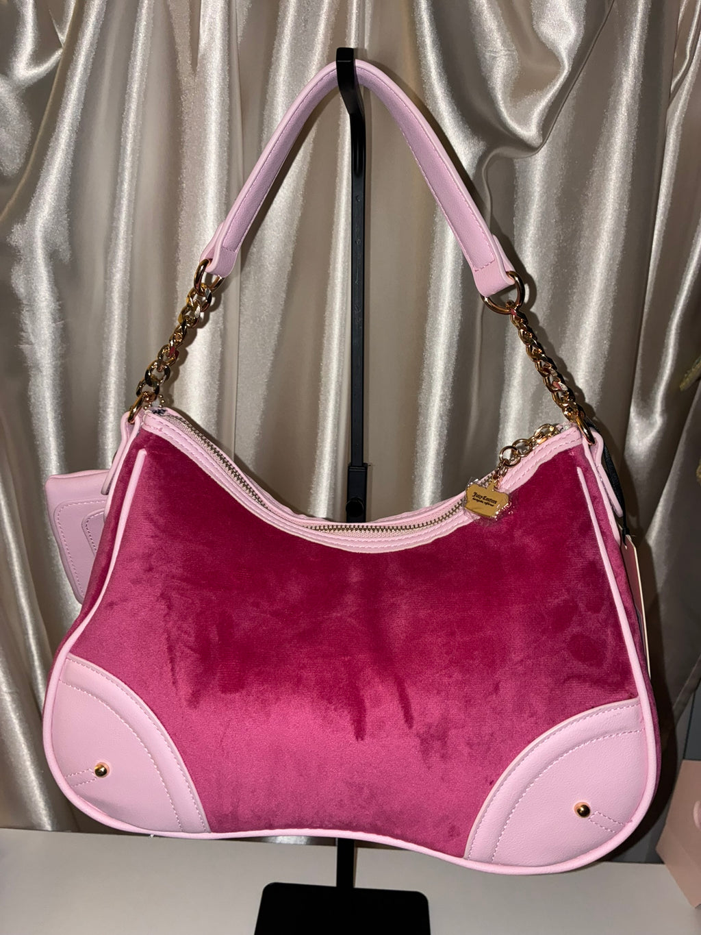 Juicy Couture Dreamy Juicy Shoulder Bag – Raspberry Pink with Matching Pouch