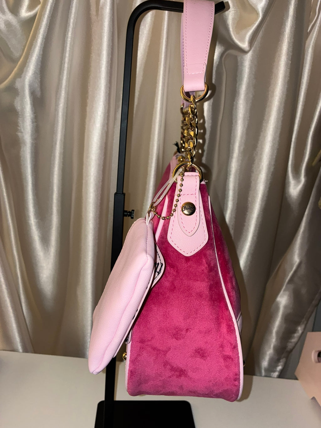 Juicy Couture Dreamy Juicy Shoulder Bag – Raspberry Pink with Matching Pouch