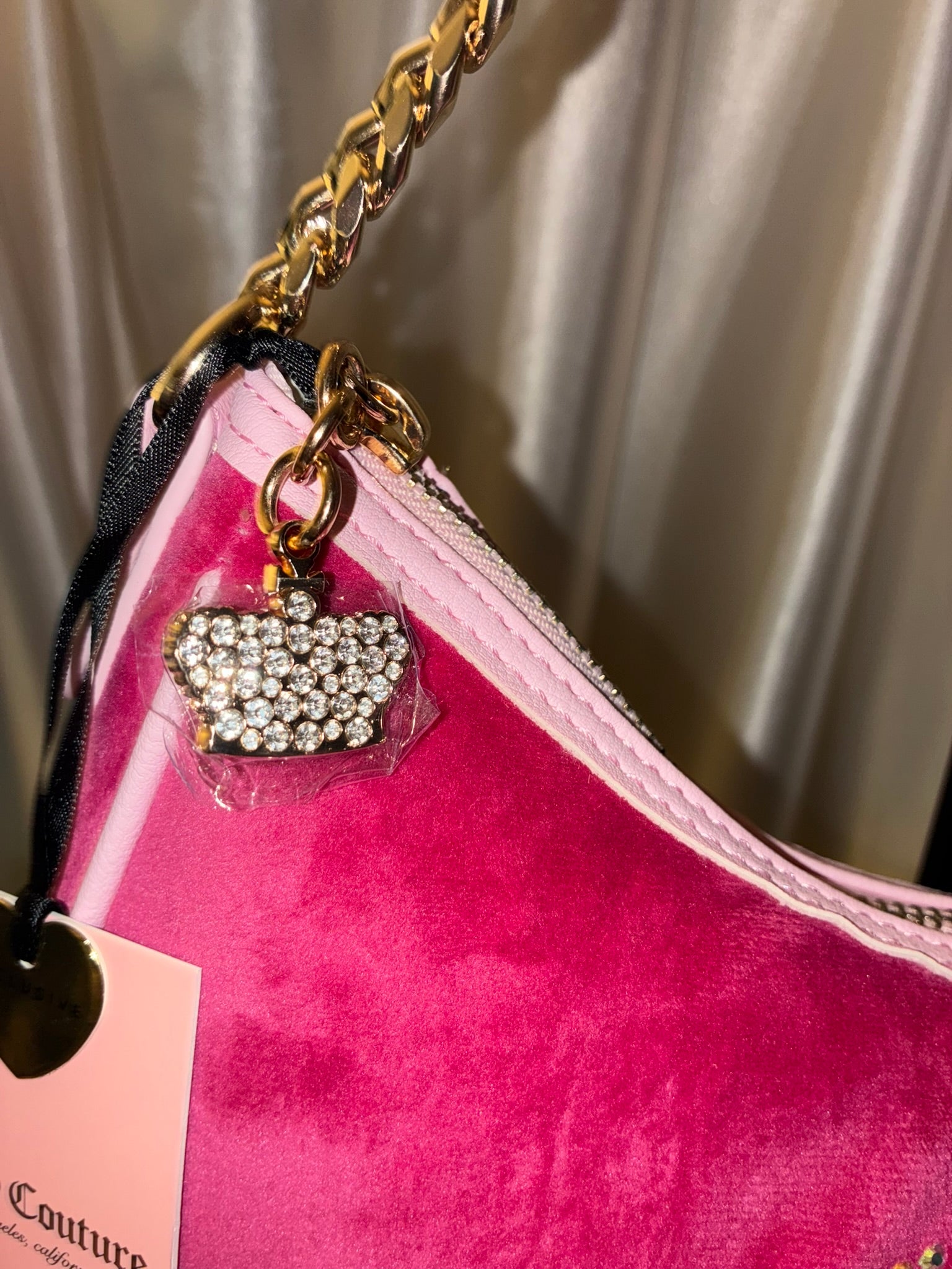 Juicy Couture Dreamy Juicy Shoulder Bag – Raspberry Pink with Matching Pouch