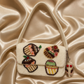 Beaded Cupcake Shoulder Bag with Matching Charm