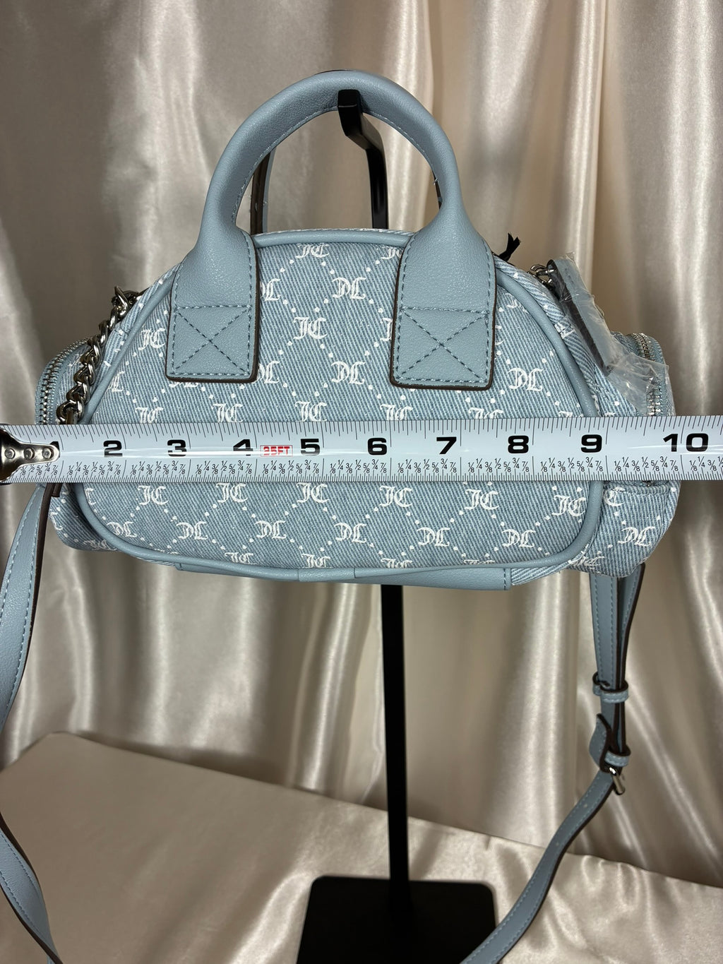 Juicy Couture She's The Moment Denim Crossbody Bag – Light Blue Monogram NWT