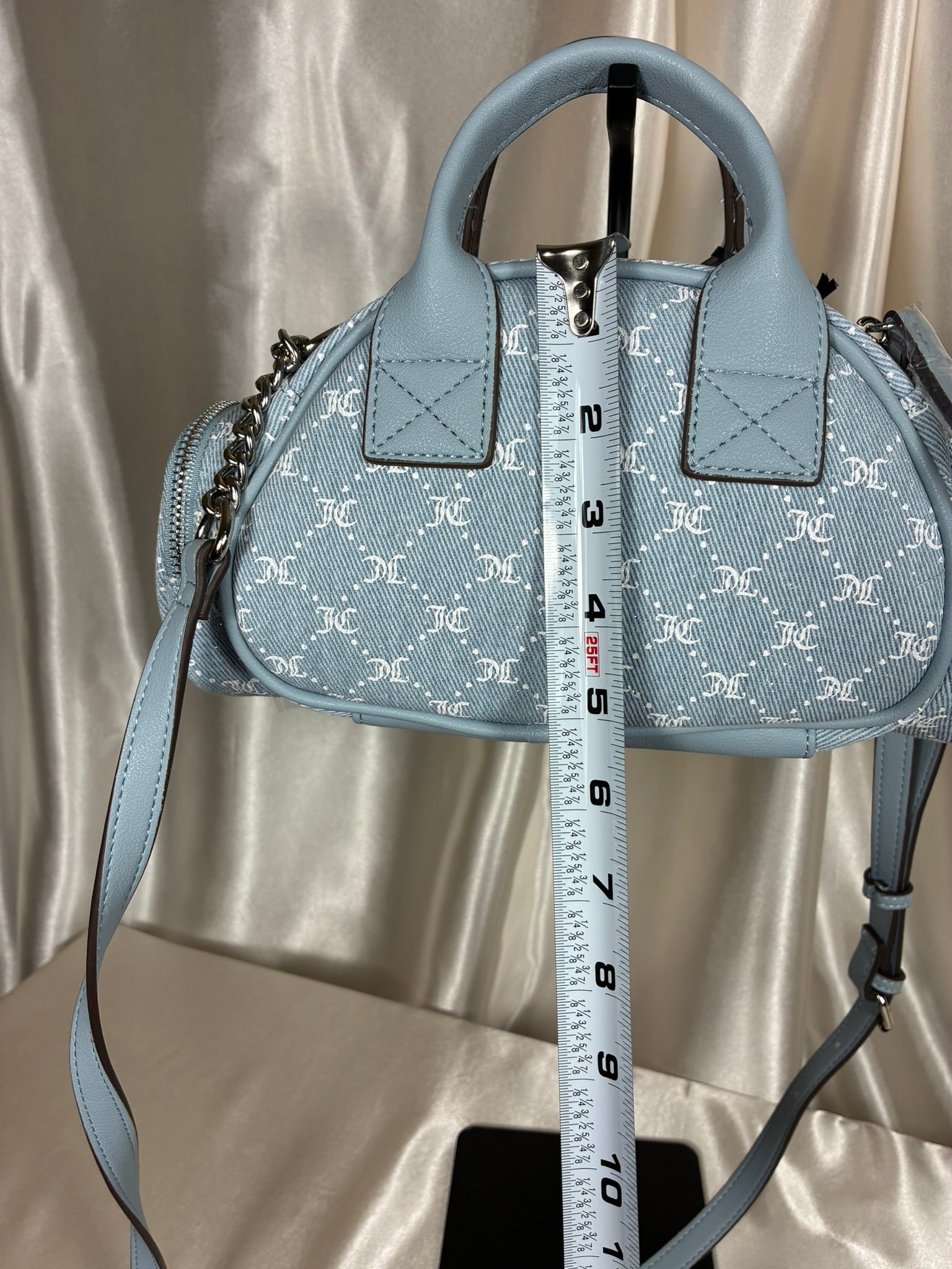 Juicy Couture She's The Moment Denim Crossbody Bag – Light Blue Monogram NWT