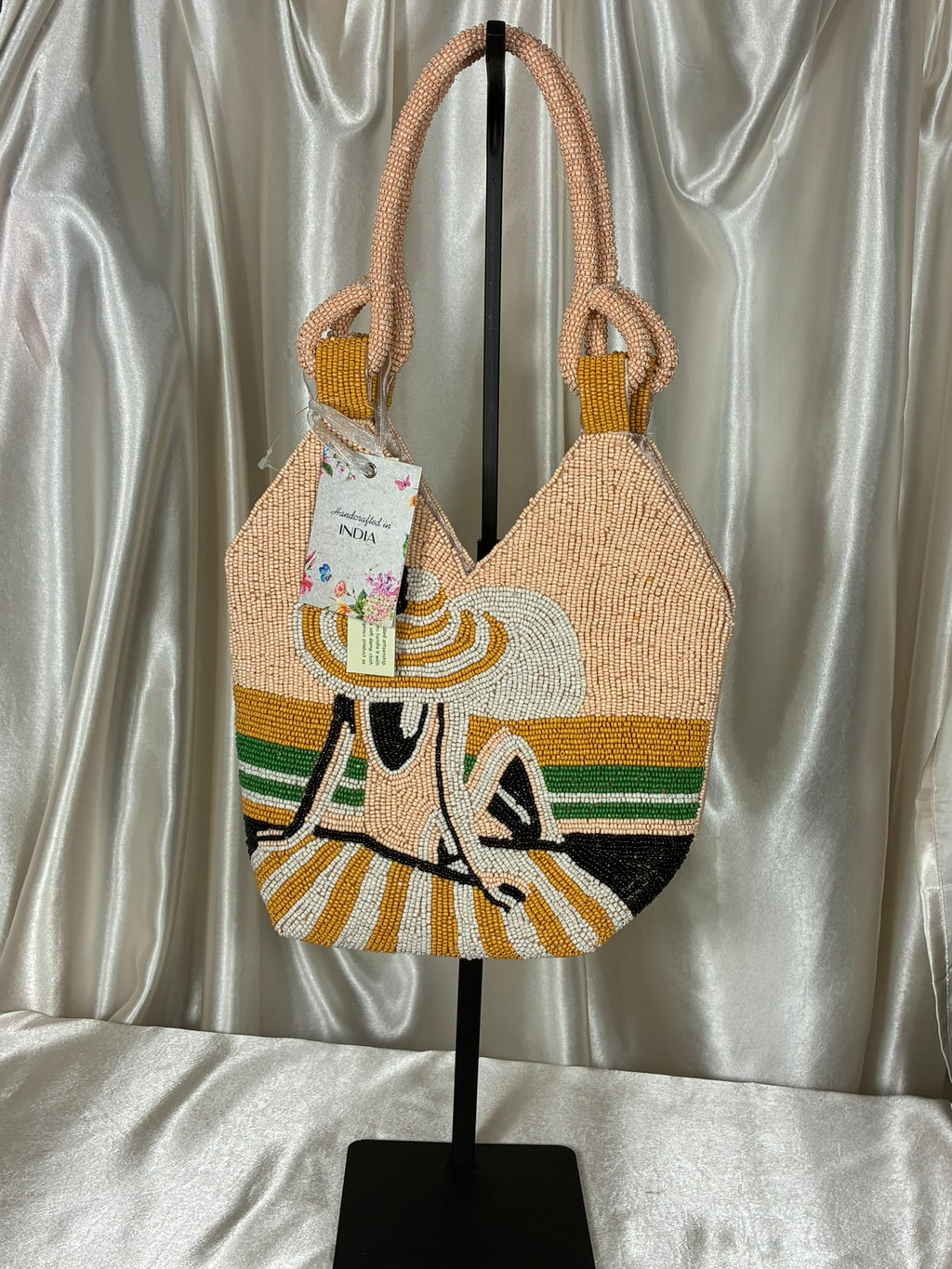 India Handmade Beaded Sun Hat Shoulder Tote