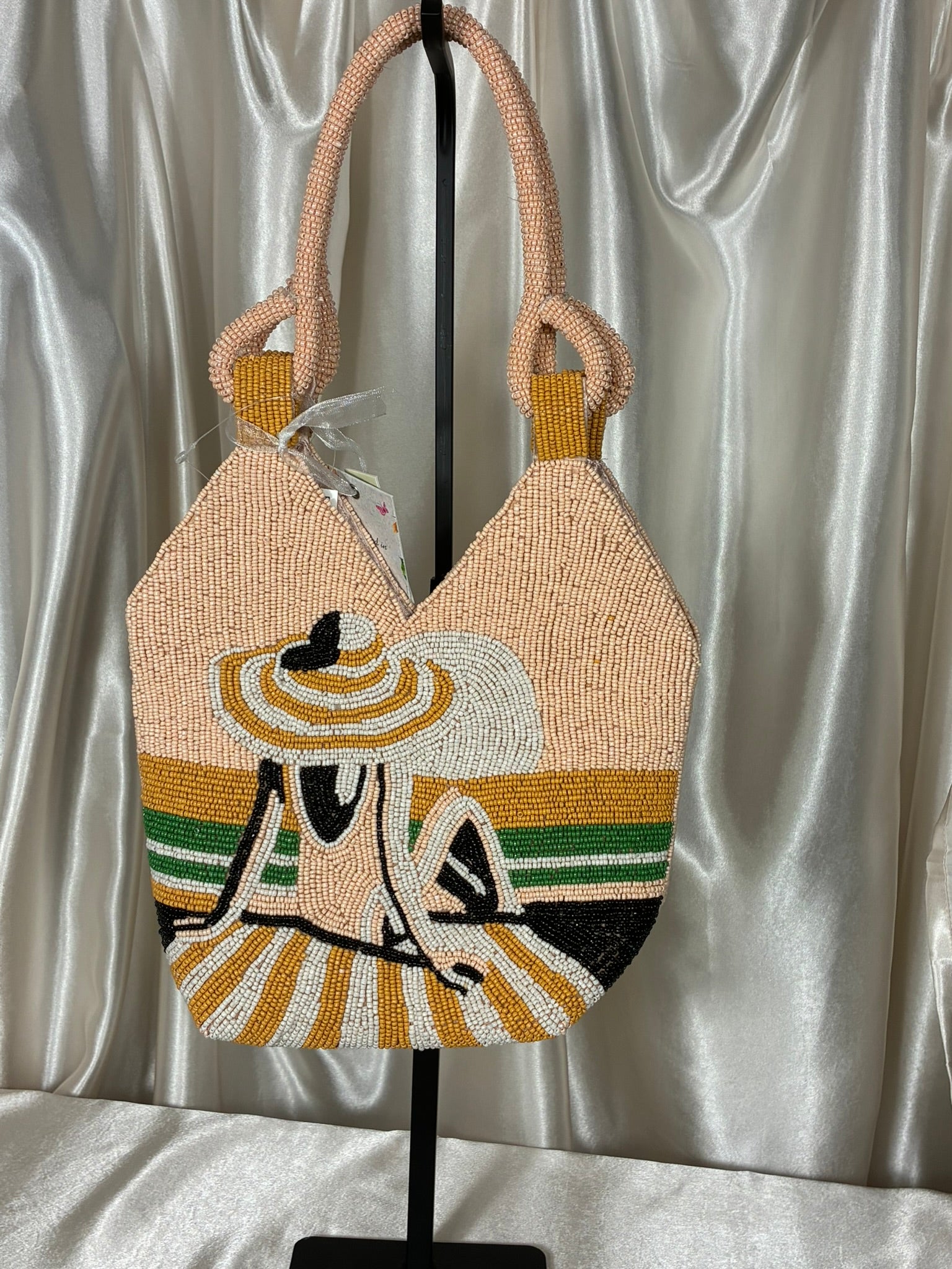 India Handmade Beaded Sun Hat Shoulder Tote