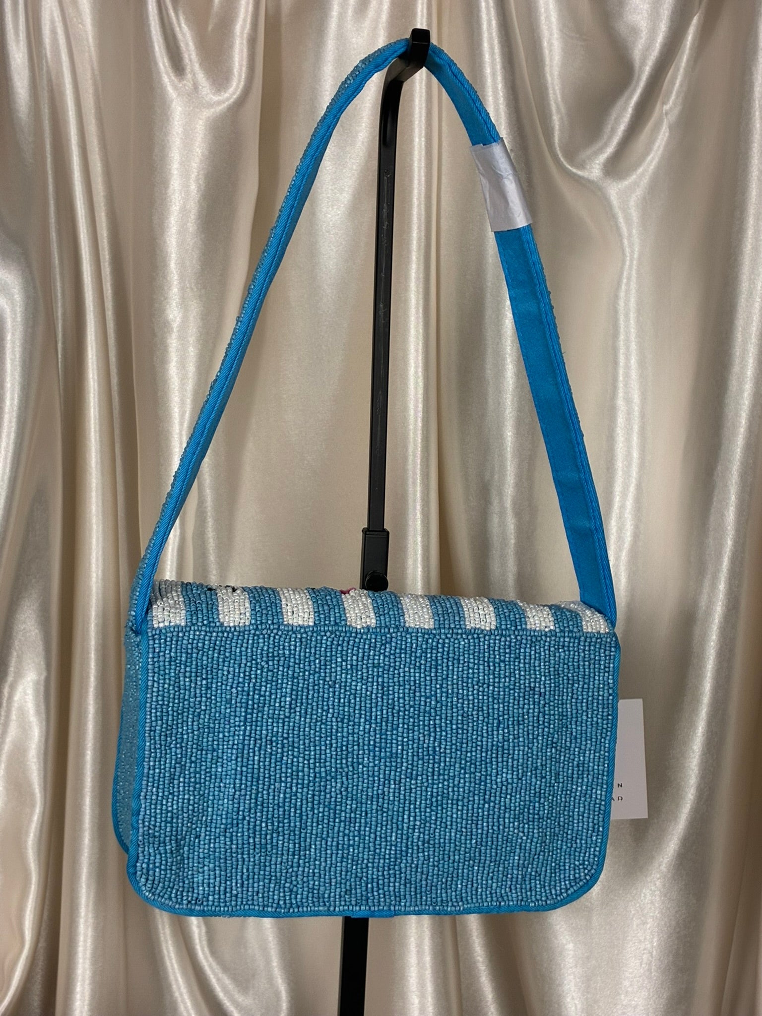 Lauren Conrad Blue Stripe Floral Beaded Shoulder Bag
