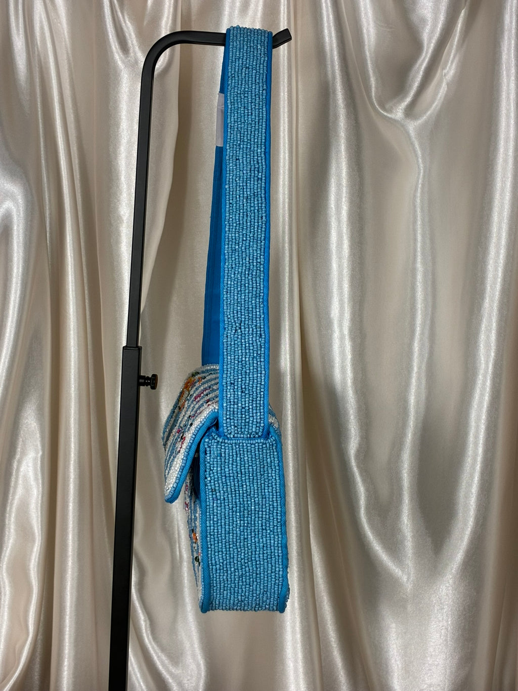 Lauren Conrad Blue Stripe Floral Beaded Shoulder Bag