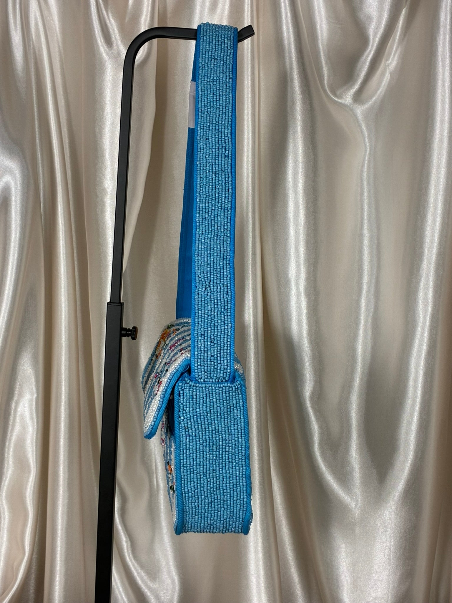 Lauren Conrad Blue Stripe Floral Beaded Shoulder Bag