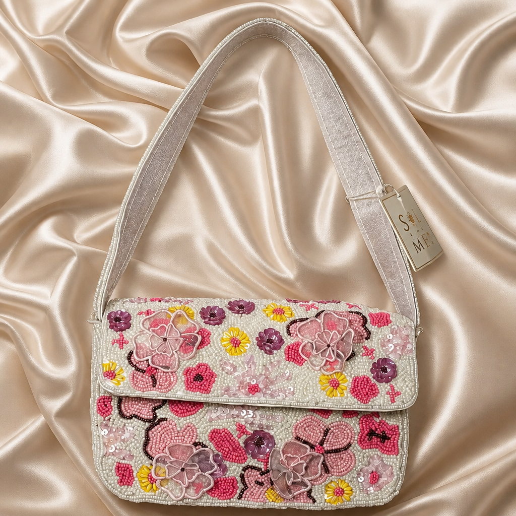 Sol and Mer Beaded Floral Shoulder Bag