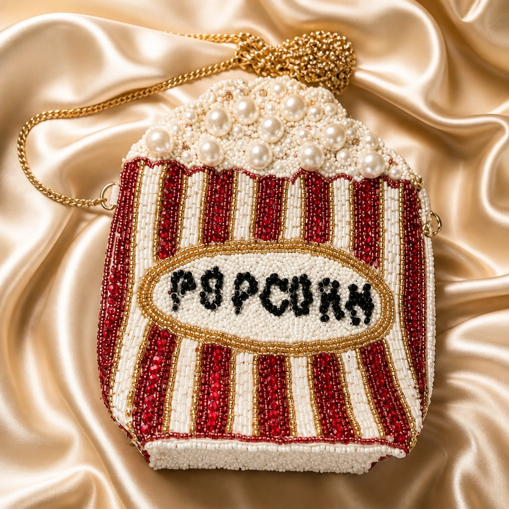 Popcorn Hand-Beaded Crossbody Bag
