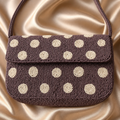 Handmade Beaded Polka Dot Shoulder Bag | Chocolate Brown &amp; Ivory Statement Purse | Classic Vintage-Inspired Handbag