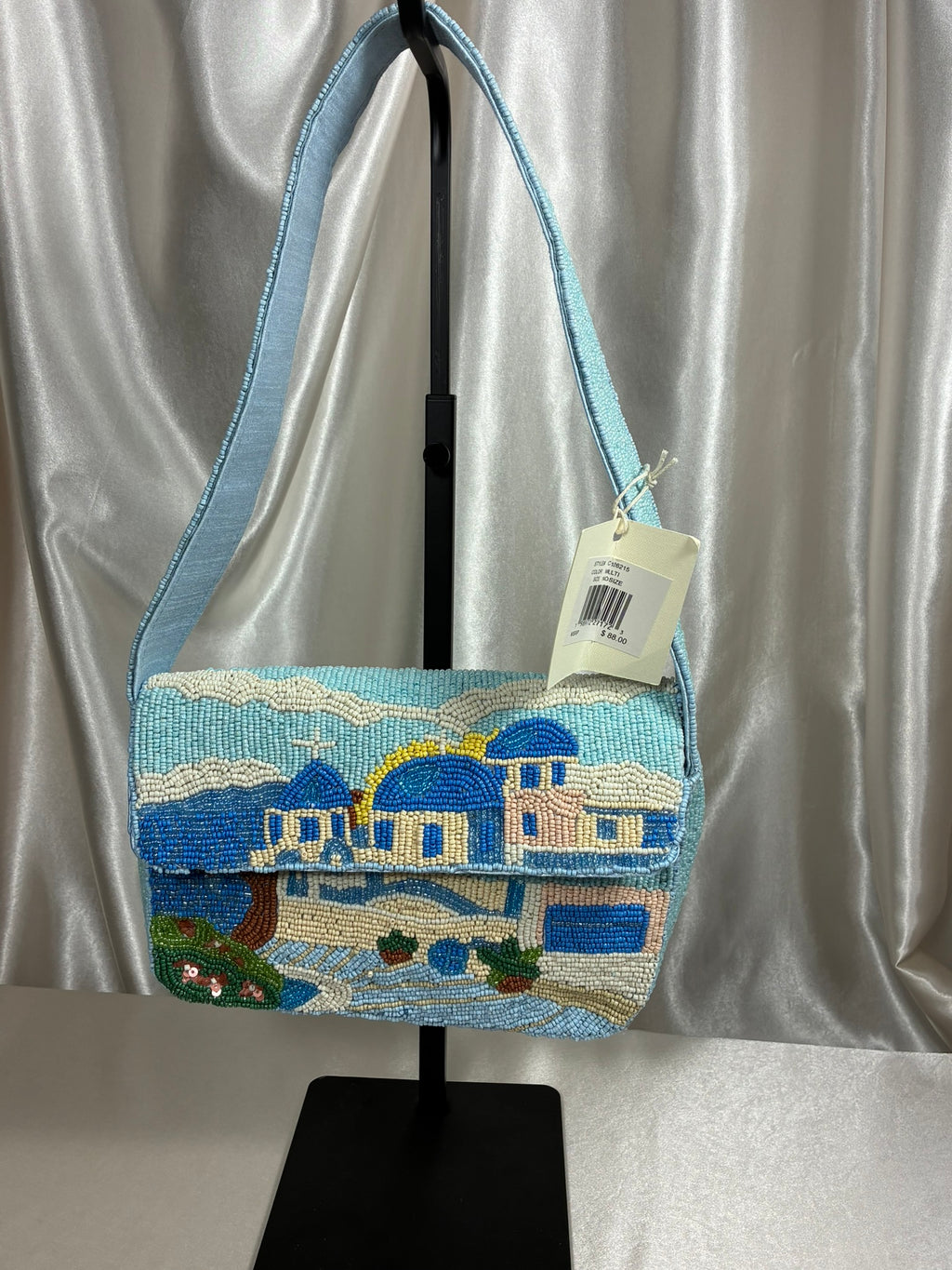 SOL and MER Beaded Mediterranean Village Shoulder Bag | Santorini Inspired Coastal Purse