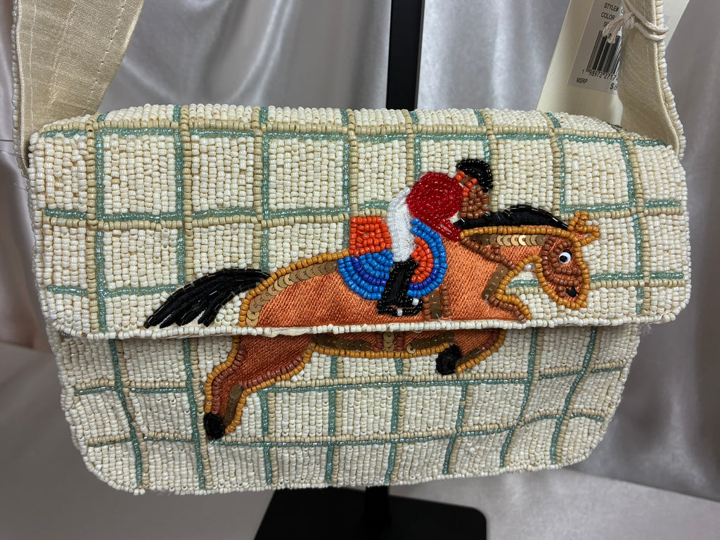 Beaded Equestrian Horse & Rider Shoulder Bag | Show Jumping Purse
