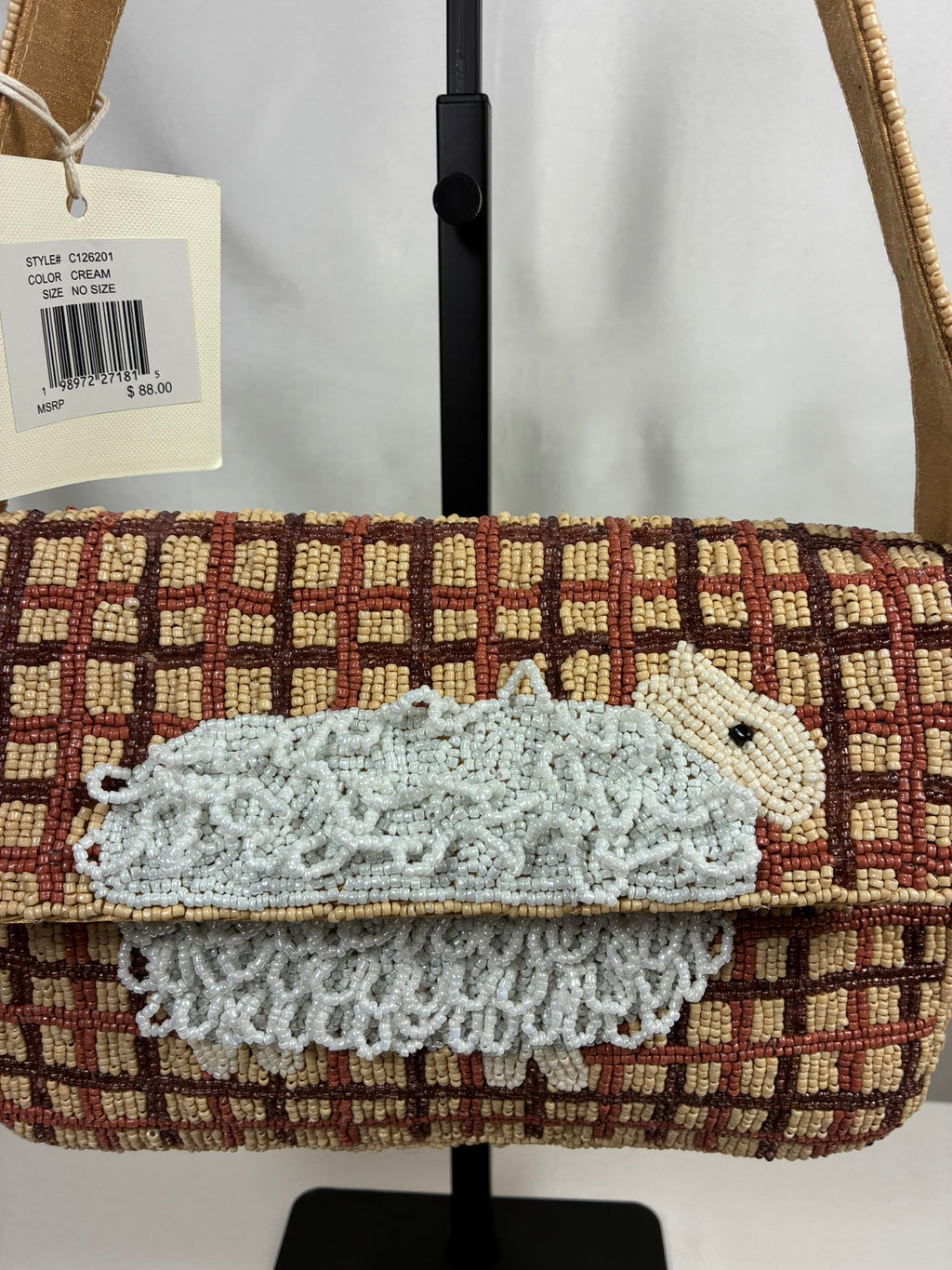 Cozy Sheep Beaded Shoulder Bag