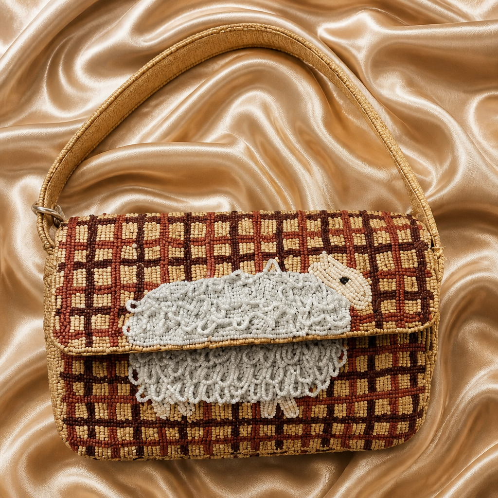 Cozy Sheep Beaded Shoulder Bag