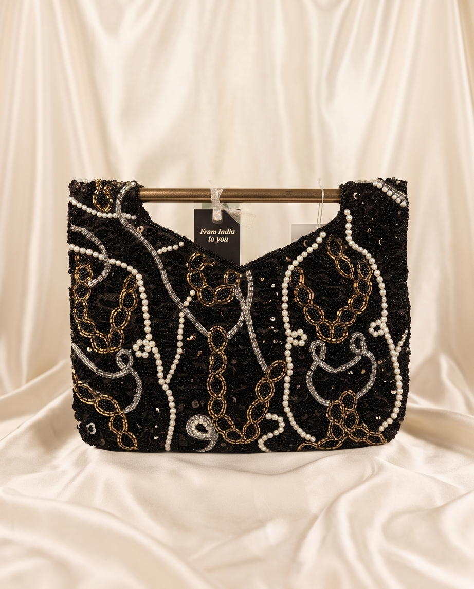 Midnight Noir Beaded Evening Clutch
