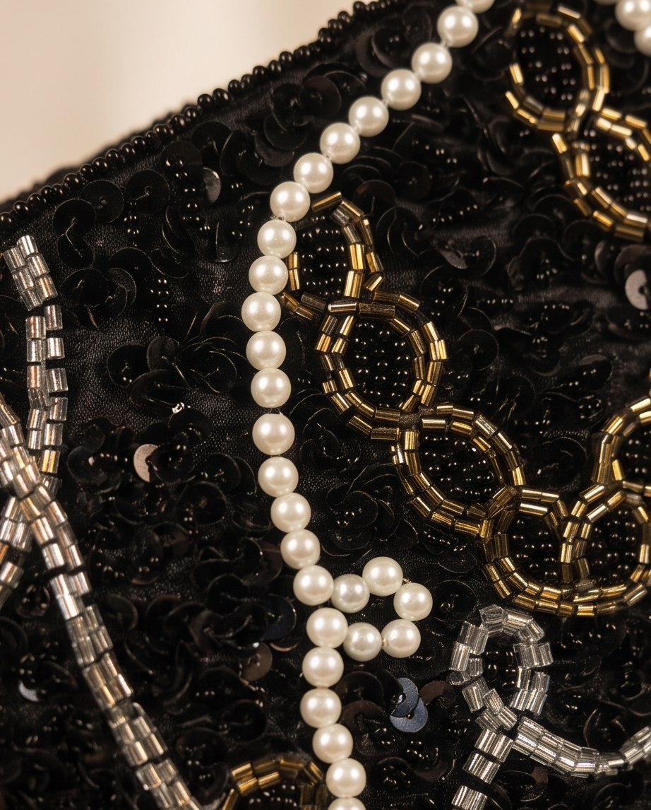 Midnight Noir Beaded Evening Clutch