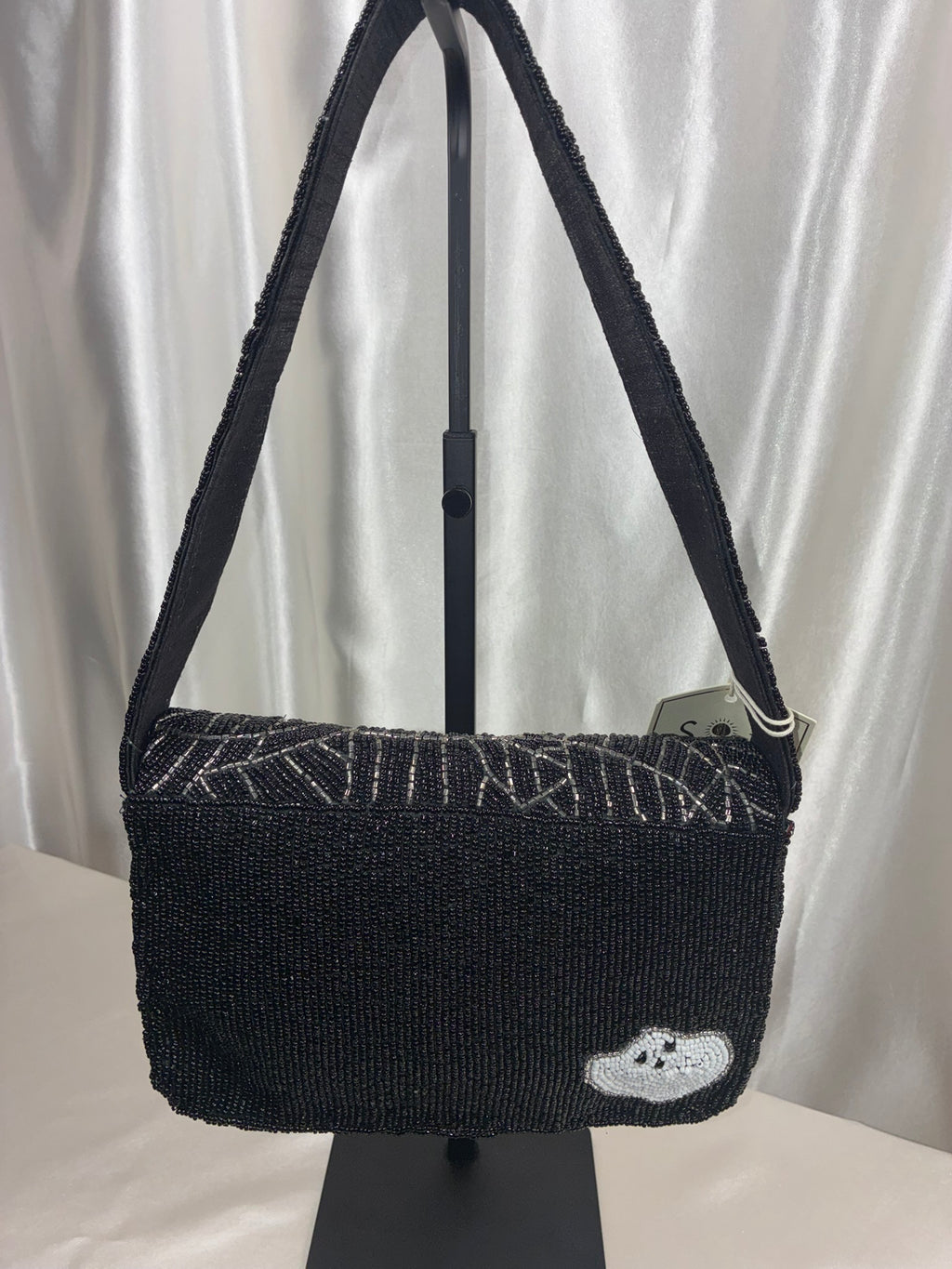 Handmade Beaded Ghost Shoulder Bag | Halloween Statement Purse | Spooky Chic Beaded Handbag