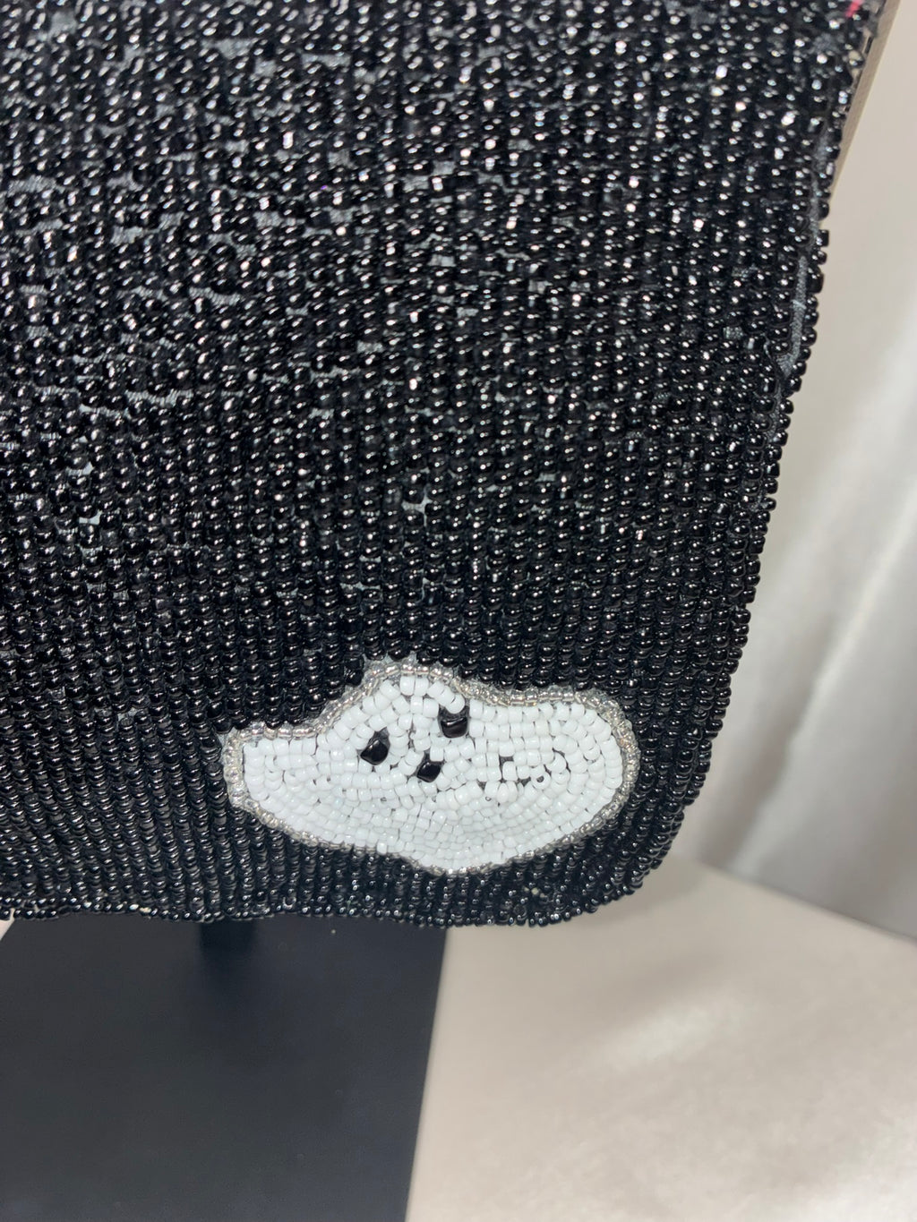 Handmade Beaded Ghost Shoulder Bag | Halloween Statement Purse | Spooky Chic Beaded Handbag