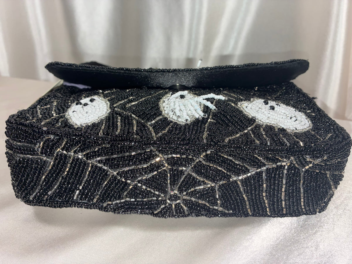 Handmade Beaded Ghost Shoulder Bag | Halloween Statement Purse | Spooky Chic Beaded Handbag