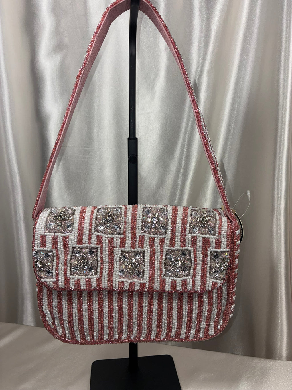 Blush & Sparkle Beaded Shoulder Bag