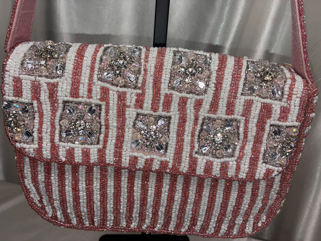 Blush & Sparkle Beaded Shoulder Bag