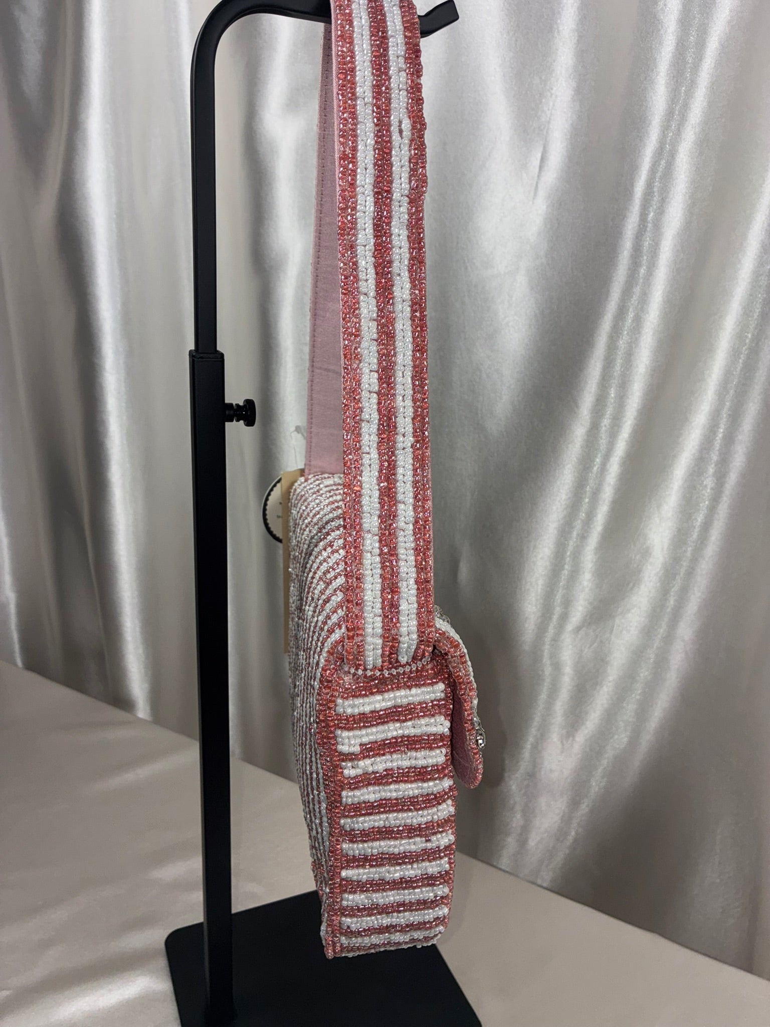 Blush & Sparkle Beaded Shoulder Bag