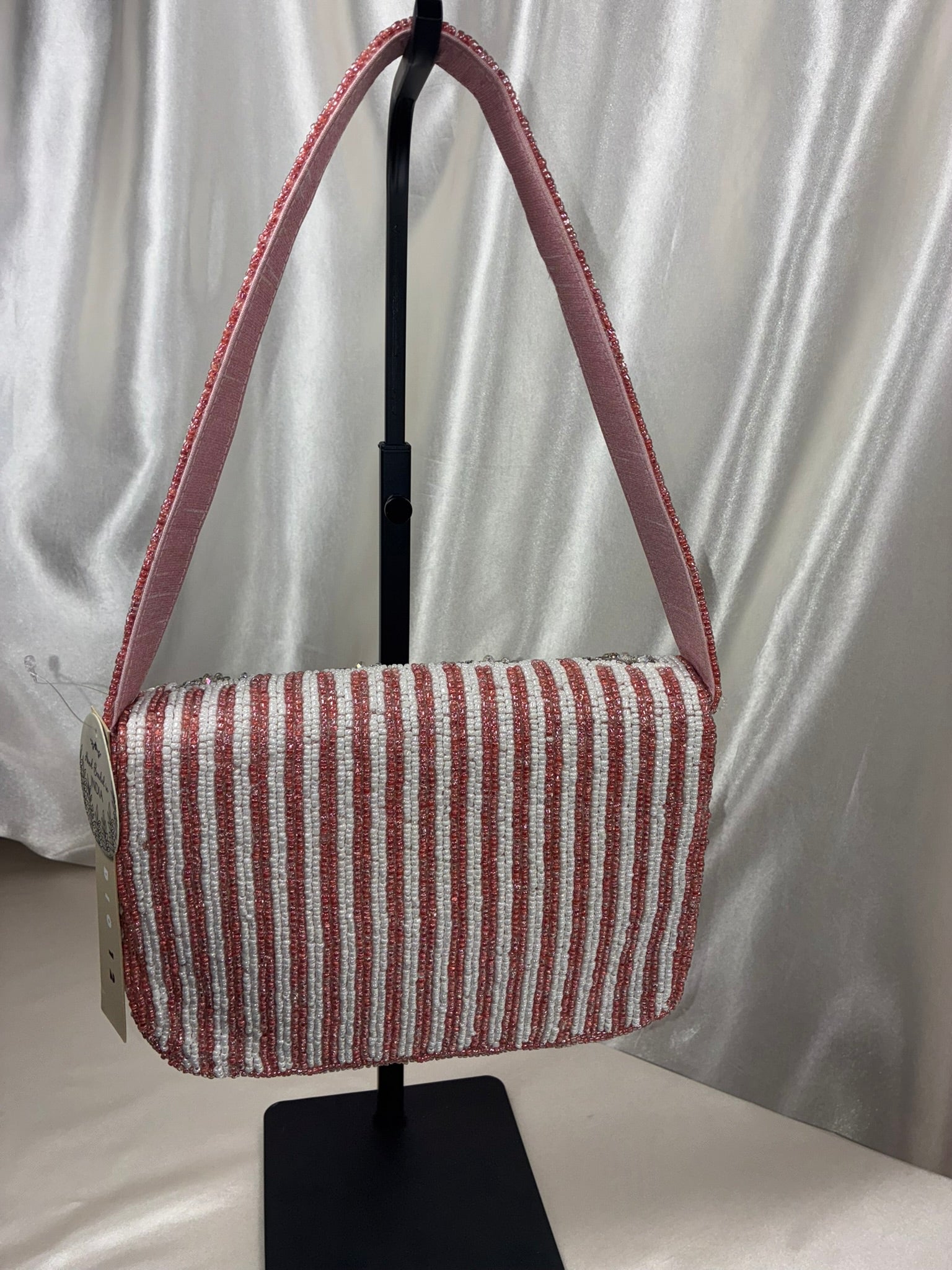 Blush & Sparkle Beaded Shoulder Bag
