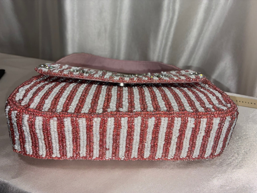 Blush & Sparkle Beaded Shoulder Bag