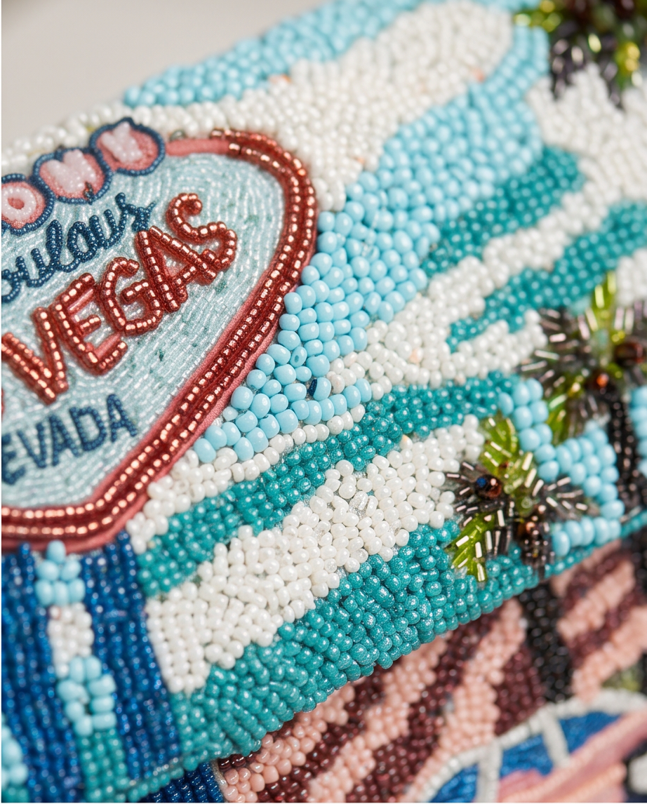 Retro Look Beaded Vegas Shoulder Bag