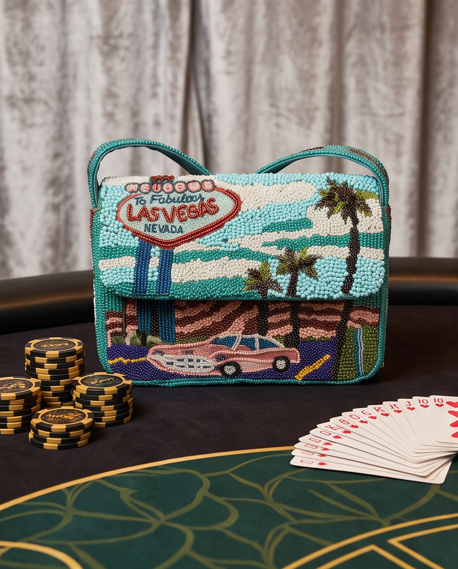 Retro Look Beaded Vegas Shoulder Bag