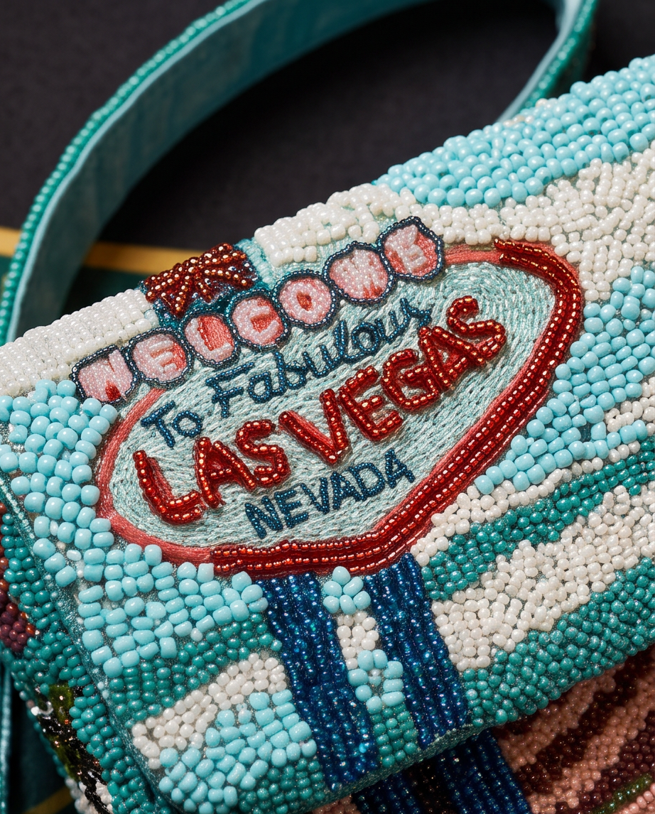 Retro Look Beaded Vegas Shoulder Bag