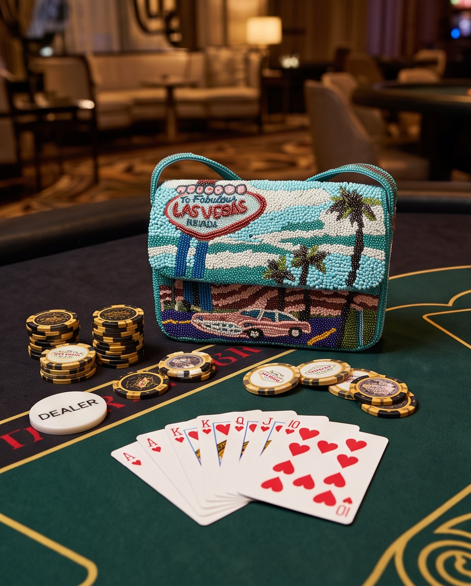 Retro Look Beaded Vegas Shoulder Bag