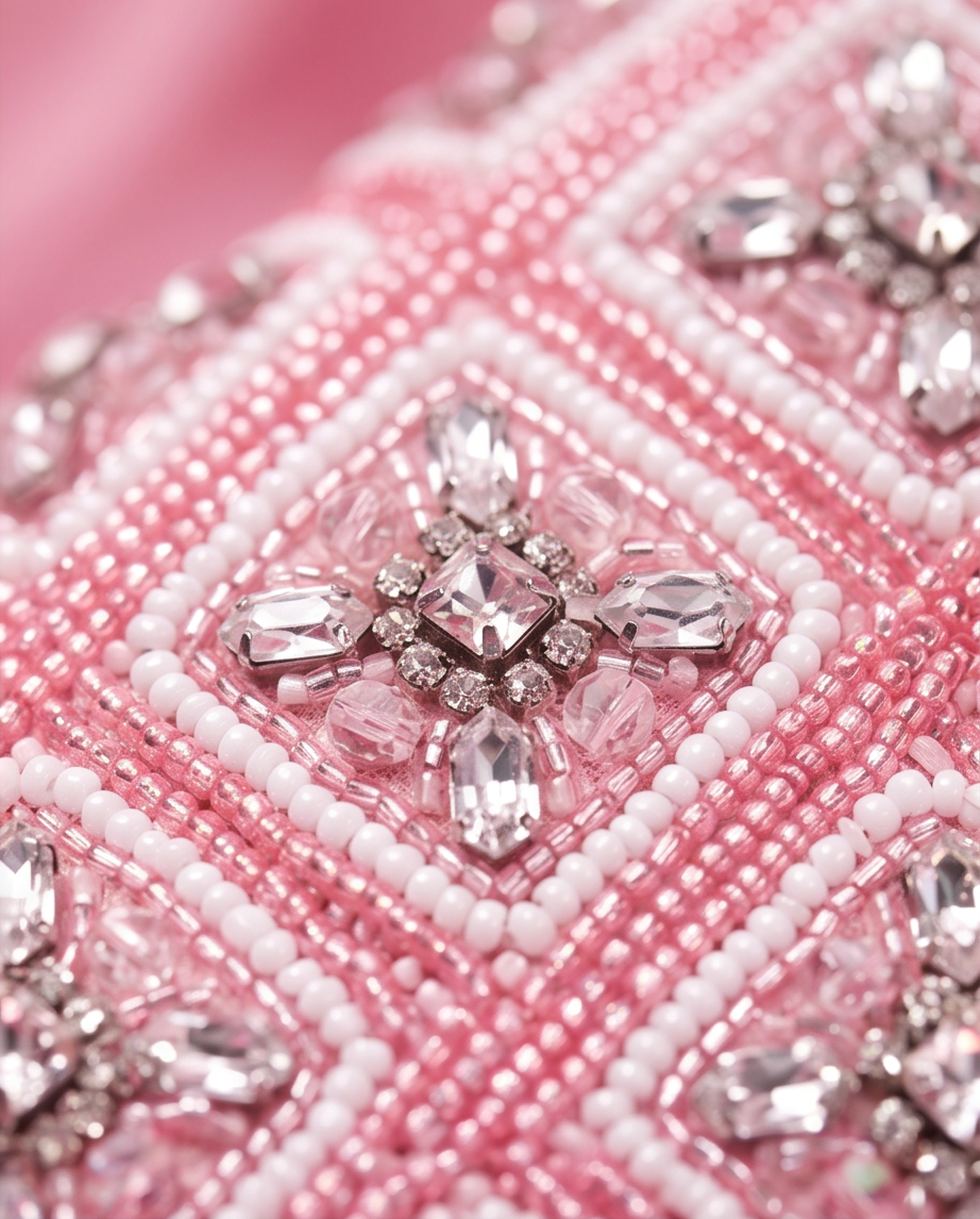 Blush & Sparkle Beaded Shoulder Bag